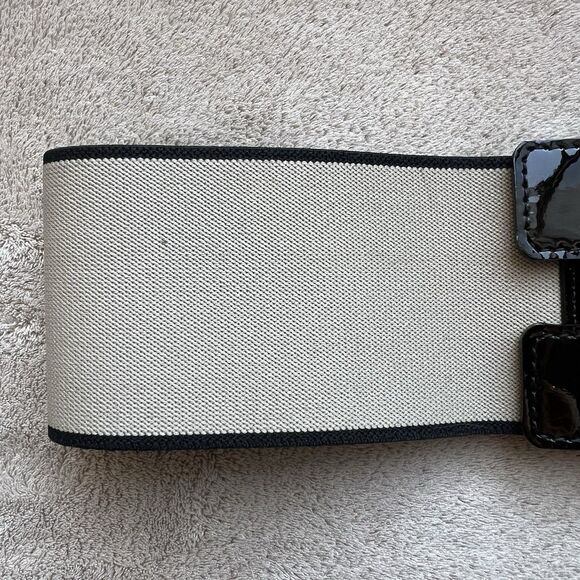 Sonia By Sonia Rykiel Tan Stretch Belt Black  Patent Leather  & Silver Clasp‎ OS main image 2